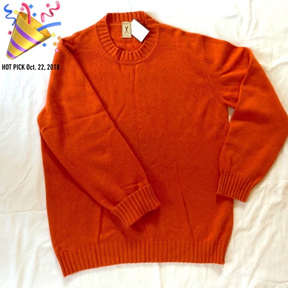 Victoire Hommes De Luxe Orange Cashmere Sweater